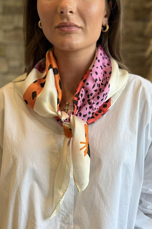 Dempsey Silky Blend Square Scarf Pink & Red